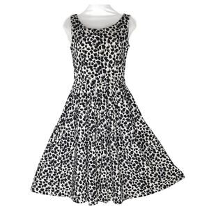 LINDY BOP Retro Rockabilly Dress SM Swing A-Line Pleated‎ Full Animal Print